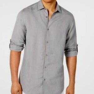 Alfani Linen Blend Button-Down Shirt
